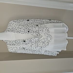 Soft Surroundings Womens Tunic Hand Embroidered Size M Cream w Black Gold Beads